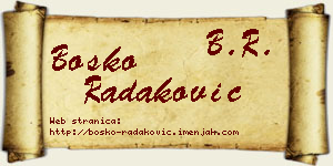 Boško Radaković vizit kartica
